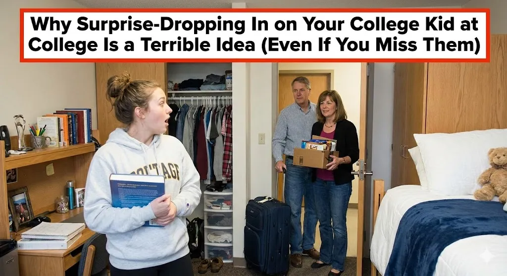 Why Surprise-Dropping In on Your College Kid at College Is a Terrible Idea (Even If You Miss Them)